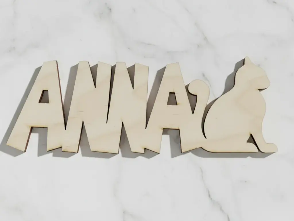 PRÉNOM DE PORTE DÉCOUPE LASER CHAT EN CONTRE PLAQUE 3 MM D'ÉPAISSEUR PERSONNALISABLE